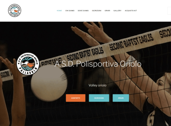Sito web associazione sportiva volley Oriolo Romano